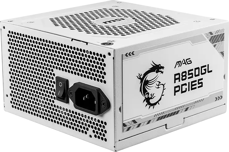 MSI MAG A850GL PCIE5, 850W, 80 Plus Gold, 120mm Fluid Dynamic Bearing Fan, Protections: OCP/OVP/OPP/OTP/SCP, Dimensions: 150mmx140mmx86mm, 7Y Warranty