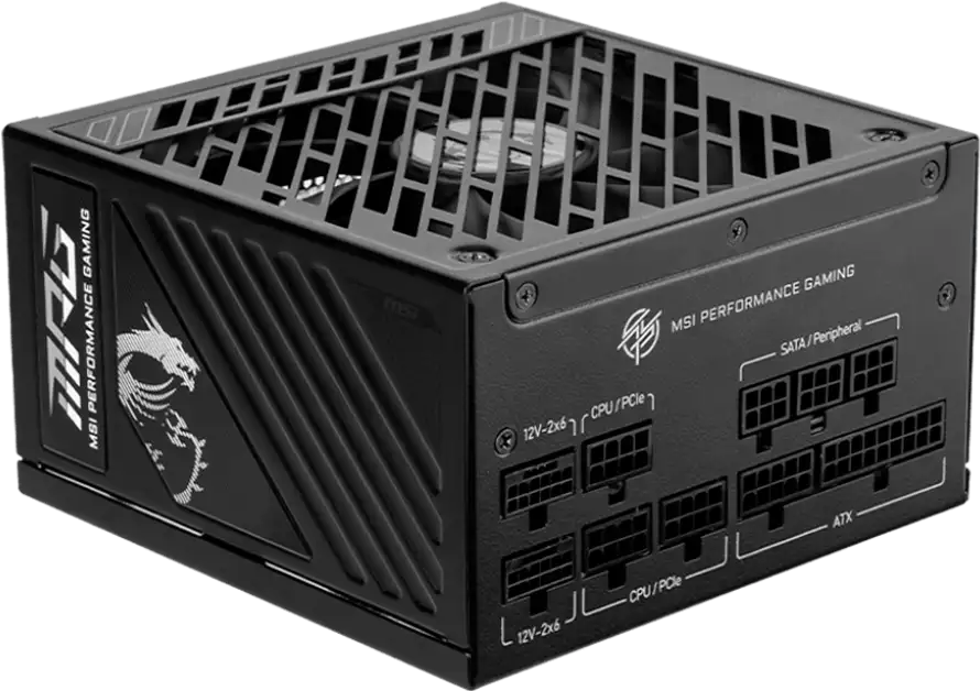 MSI MPG A850GS PCIE5 Power Supply 850W, 80 PLUS Gold, Dual PCIe 5.1 Cables, ATX 3.1, 135mm Fan, Fan Stop, OCP/OTP/OPP/SCP/OVP/UVP/SIP/NLO, Active PFC, Dimensions: 150mmx150mmx86mm, 10Y Warranty