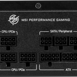 MSI MPG A1000GS PCIE5 Power Supply 1000W, 80 PLUS Gold, Dual PCIe 5.1 Cables, ATX 3.1, 135mm Fan, Fan Stop, OCP/OTP/OPP/SCP/OVP/UVP/SIP/NLO, Active PFC, Dimensions: 150mmx150mmx86mm, 10Y Warranty