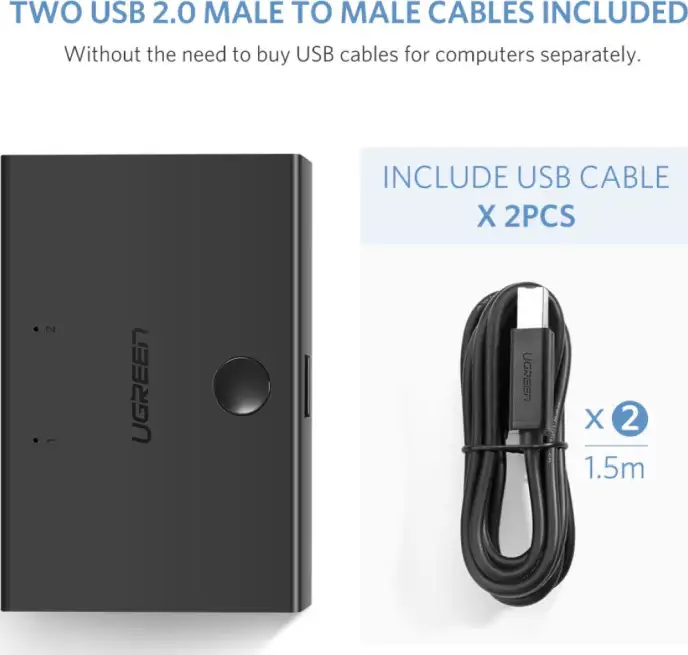 UGREEN Data Switch USB 2.0, 2 ulaza/1 izlaz, crni - Slika 2