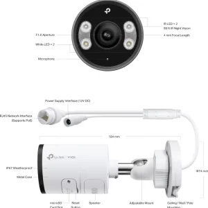TP-Link VIGI InSight S345 Full color kamera 2K 4MP, Pan/Tilt/Rotation, H.265+,4mm leća, RJ45, Night Vision, microSD, dvosmjerni audio, detekcija pokreta, vodootporna IP67, VIGI app