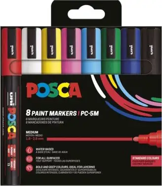 Uni pak marker Posca pc-5m sortirane boje 8/1 plastic free pakiranje