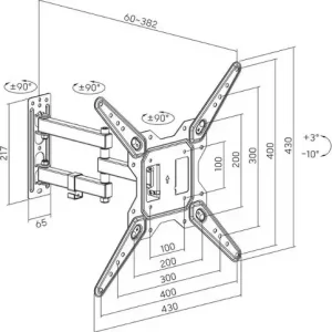 Manhattan TV nosač s duplom rukom23"-55",30kg,crni