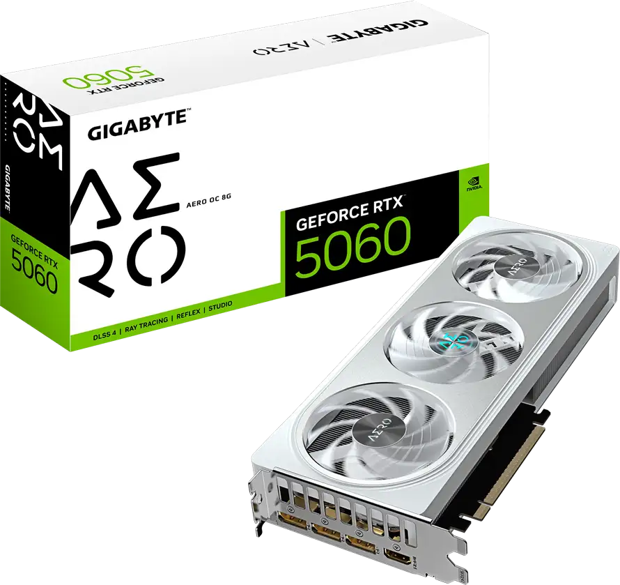 GIGABYTE Video Card NVIDIA GeForce RTX 5060 AERO OC 8G (8GB GDDR7/128bit, PCI-E 5.0, 1x 8Pin Power connector, Recommended PSU 450W, 3xDP, 1x HDMI, Retail), GV-N5060AERO OC-8GD - Slika 3