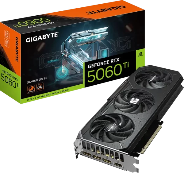 GIGABYTE Video Card NVIDIA GeForce RTX 5060 Ti GAMING OC 8G (8GB GDDR7/128bit, PCI-E 5.0, 1x 8Pin Power connector, Recommended PSU 650W, 3xDP, 1x HDMI, Retail), GV-N506TGAMING OC-8GD