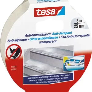 Traka ljepljiva antiklizna 25 mm/5m Tesa 55587 bijela blister, 000008029