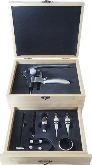 Set za vino - 7 dijelova u bambus kutiji, 000055597