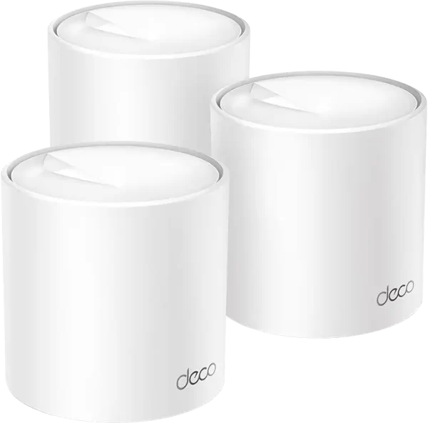 TP-Link Deco X50(3-pack) AX3000 Whole Home Mesh Wi-Fi 6 System, 574 Mbps at 2.4 GHz + 2402 Mbps at 5 GHz, 2× Internal Antennas, 3× Gigabit Ports (WAN/LAN auto-sensing), 2 Streams and HE160 for 5GHz, D
