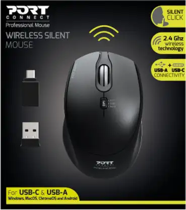 Port miš OFFICE PRO SILENT, bežični, crni