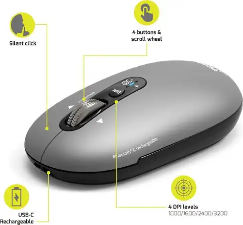 Port miš PURE MAC BT+WL, punjivi, svijetlosiva