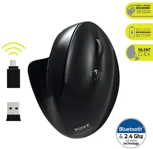 Port miš ergonomski WL/BT, punjivi, vertikalni