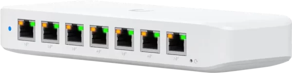 Ubiquiti USW-Ultra Layer 2, 8-port GbE PoE switch with versatile mounting options: 7x GbE PoE+ output ports, 1 xGbE PoE++ input port