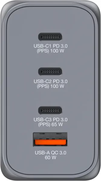 Verbatim GNC-200 GaN zidni punjač 200W, 4 priključka, 2 x USB-C PD 100 W / 1 x USB-C PD 65 W / 1 x USB QC 3.0 32204