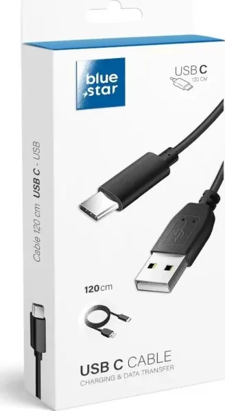 Kabel USB A na USB C Blue Star Lite 3A 1,2 m crni