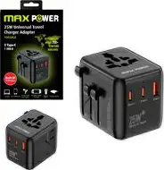 MAXPOWER ADAPTER PUTNI 1005DCR Gan 2XPD Type C+1X USB A,25W,CRNI 3858895515300