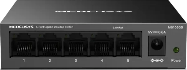 Mercusys MS105GS 5-Port Gigabit Desktop preklopnik (Switch) 5×10/100/1000Mbps, Plug & Play, Auto-Negotiation, Auto-MDI/MDIX, metalno kućište