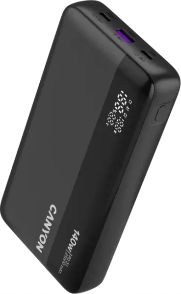 CANYON Power Bank PB-240, 25000mAh PD140W display power bank,Size160.0x82x27 mm Weight 508+-10g, Dark Grey