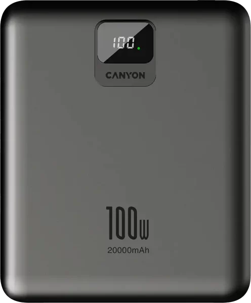 CANYON power bank PB-2008 LED FLAT 20000 mAh PD100W QC3.0 Dark Grey