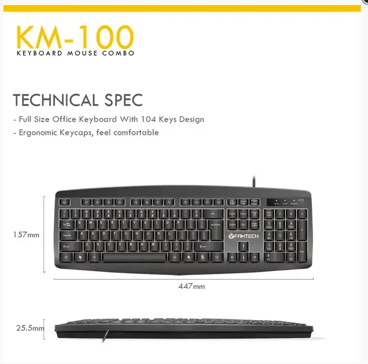 SET ŽIČNI MIŠ I TIPKOVNICA FANTECH KM-100 - Slika 4
