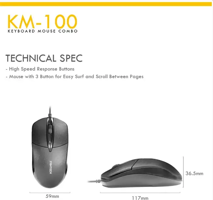 SET ŽIČNI MIŠ I TIPKOVNICA FANTECH KM-100 - Slika 2