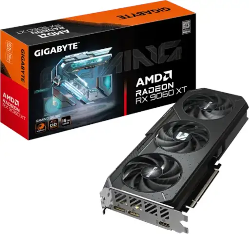 GIGABYTE Video Card AMD Radeon RX 9060 XT GAMING OC 16G (16GB GDDR6/128bit, PCI-E 5.0, 1x 8Pin Power connector, Recommended PSU 450W, 2xDP, 1x HDMI, Retail)