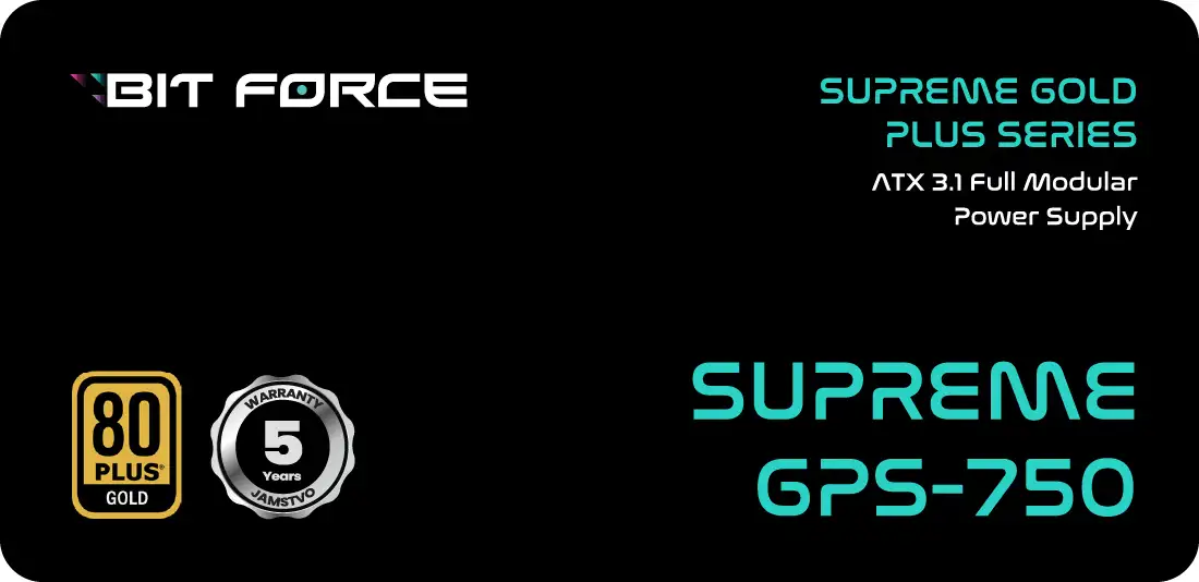 BIT FORCE napajanje 750W 80+ GOLD SUPREME GPS-750, modularno, ATX 3.1, PCI-E 5.1, FDB - Slika 3