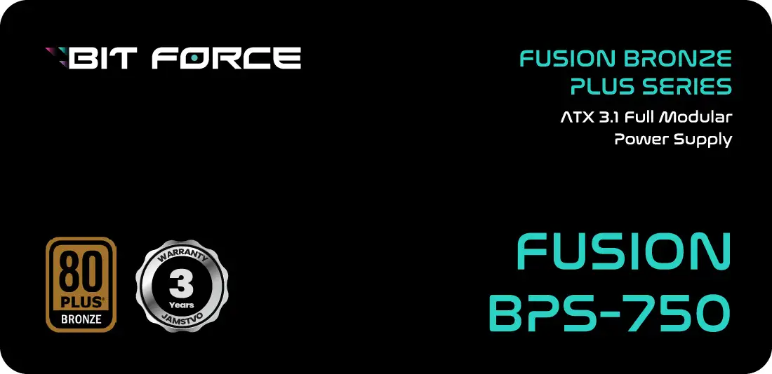 BIT FORCE napajanje 750W 80+ BRONZE FUSION BPS-750 modularno, ATX 3.1, PCI-E 5.1 - Slika 6