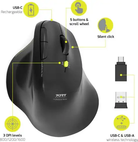 Port miš ERFO SOFT BT+WL, punjivi, crni, 910200