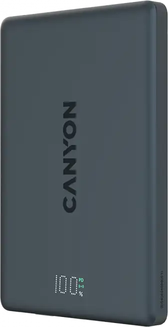 CANYON magnetic power bank OnPower 500 PD20W 5000mAh Aluminium Interstellar Black - Slika 2