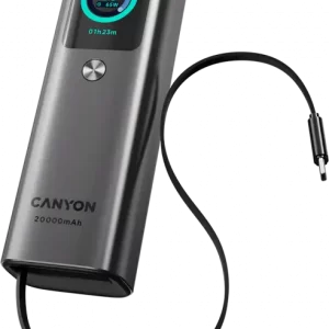 CANYON Built-in cable power bank OnPower 265 20000mAh 165W  Aluminium Dark grey