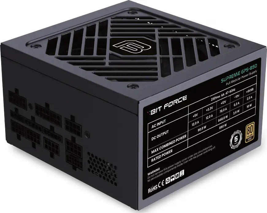 BIT FORCE napajanje 850W 80+ GOLD SUPREME GPS-850, modularno, ATX 3.1, PCI-E 5.1, FDB - Slika 7