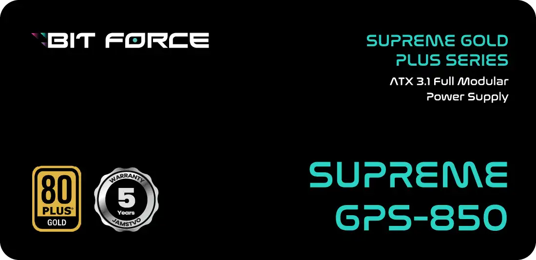 BIT FORCE napajanje 850W 80+ GOLD SUPREME GPS-850, modularno, ATX 3.1, PCI-E 5.1, FDB - Slika 5