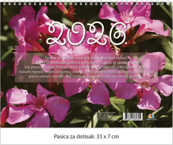 Kalendar "Cvijeće 2026" 13 listova, spirala, 000011928