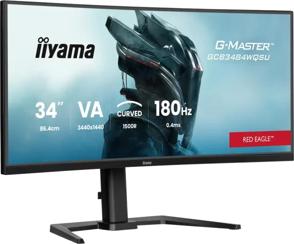 IIYAMA Monitor LED GCB3484WQSU-B1 34" VA 1500R 3440 x 1440 180Hz 21:9 500 cd 4000:1 0.4ms HDMI DP USB HUB Full Ergo