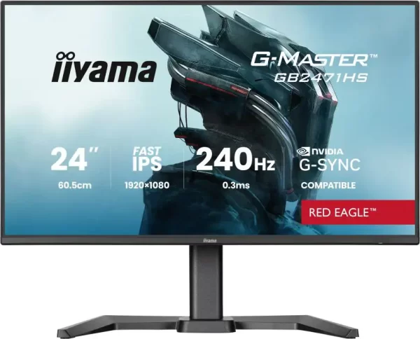 IIYAMA Gaming Monitor GB2471HS-B1 G-MASTER 23.8" Fast IPS 1920 x 1080 240Hz 350cd 1000:1 0.2ms HDMI DP Full Ergo