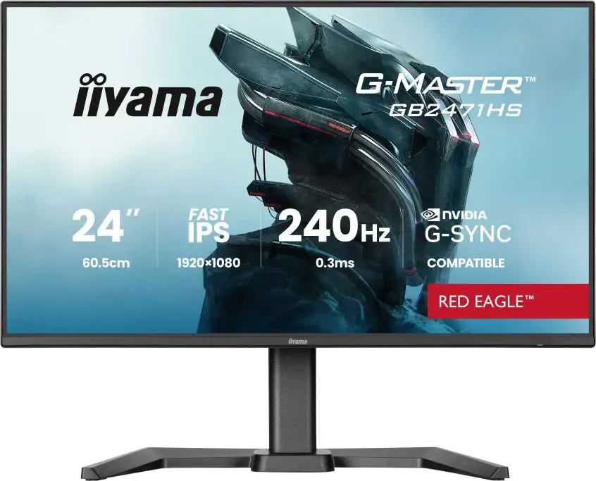 IIYAMA Gaming Monitor GB2471HS-B1 G-MASTER 23.8" Fast IPS 1920 x 1080 240Hz 350cd 1000:1 0.2ms HDMI DP Full Ergo