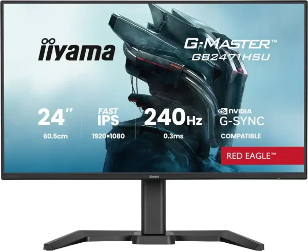 IIYAMA Gaming Monitor GB2471HSU-B1 G-MASTER 23.8" Fast IPS 1920 x 1080 240Hz, 350cd, 0.3ms, HDMI, DP, USB, Full Ergo