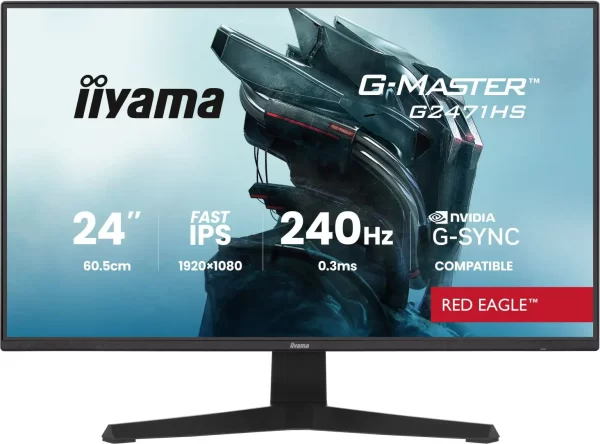 IIYAMA Gaming Monitor G2471HS-B1 G-MASTER 23.8" Fast IPS 1920 x 1080 350cd 1000:1 0.3ms HDMI DP Tilt