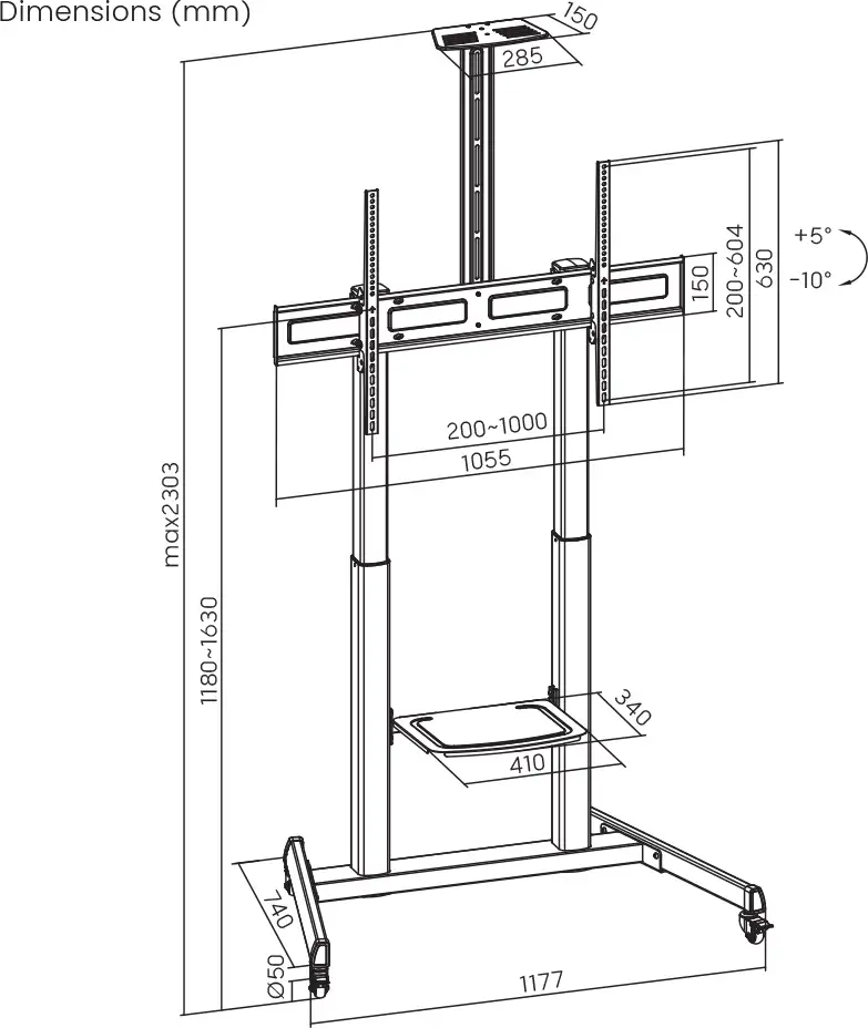 BIT FORCE nagibni podni stalak za TV GUARD FS-100-T - Slika 3