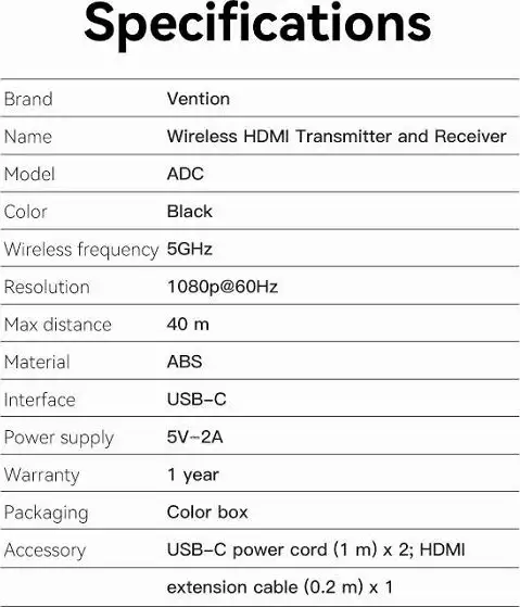 HDMI BEŽIČNI ODAŠILJAČ TX I PRIJEMNIK RX SET VENTION ADCB0 CRNI, ADCB0 - Slika 6