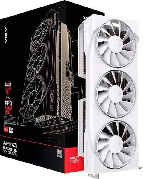 XFX Swift AMD Radeon RX 9070 OC White Triple Fan Gaming Edition with 16GB GDDR6 HDMI 3xDP, AMD RDNA 4