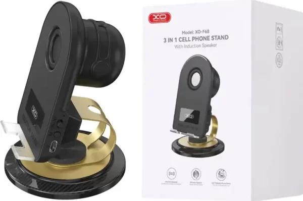 DRŽAČ MOBITELA I BLUETOOTH ZVUČNIK XO PUNJIVI, ROTACIJA 360 F68 CRNI