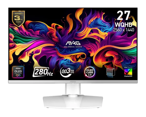 MSI MAG 272QPW QD-OLED X28, 26.5" QD-OLED QHD, 280Hz, DisplayHDR True Black 400, 2x HDMI, 1x DP, Bijeli