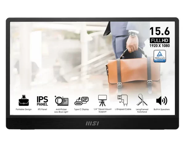 MONITOR MSI PRO MP161 E2 Portable, 15.6" FHD, MiniDP, Type-C (DP 1.2a), Zvučnici