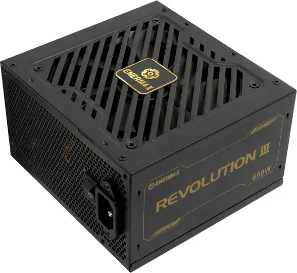 Enermax 650W Revolution III, ATX 3.1, 80+ GOLD, modularno, 2×PCIe, 6×SATA, 24-pina, 120mm ventilator