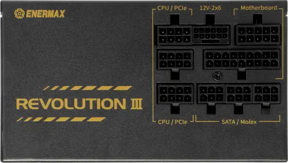 Enermax 650W Revolution III, ATX 3.1, 80+ GOLD, modularno, 2×PCIe, 6×SATA, 24-pina, 120mm ventilator - Slika 2