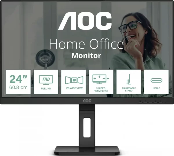 AOC IPS 23,8" 24P3C, HDMI, DP, USB-C, HAS, zvuč., 24P3CV