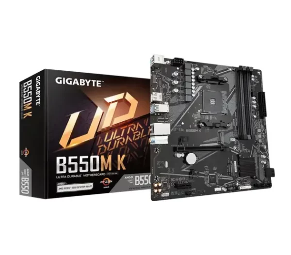 GIGABYTE MB B550 4 x DDR4 PCIe 3.0 2 x M.2 4 x SATA 1 x DisplayPort 1 x HDMI port Micro ATX, B550M K