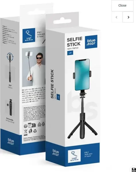 BLUE STAR selfie štap s bežičnim daljinskim upravljačem, stativom L21 crni, 5903396331121