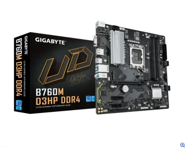 GIGABYTE MB B760M D3HP DDR4 (LGA1700, 4x DDR4 128GB, 1x PCI-E 4.0 x16x16, 2x PCI-E 3.0 x1x1, 2x M.2 PCIe 4.0, 4x SATA, 2x USB 2.0, 1x DP, 1x HDMI, GbE LAN, mATX, Retail)